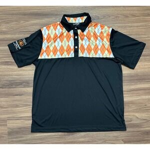 Titos Handmade Vodka Black Orange Argyle Golf Performance Polo Shirt Sz Large